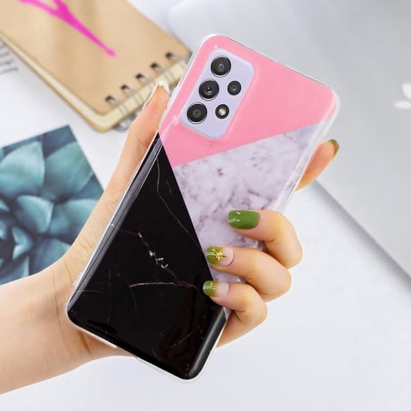 Marble Samsung Galaxy A52 5G Etui - Rosa / Hvit / Svart Multicolor