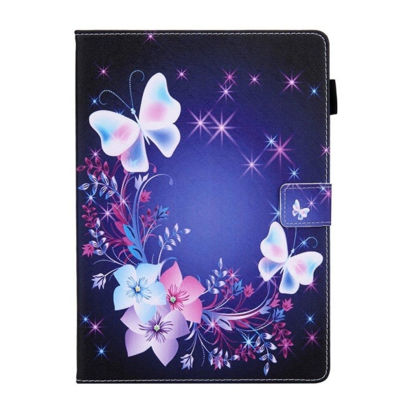 Cool  læder flip etui til iPad (2018) - blomster / sommerfugl Multicolor