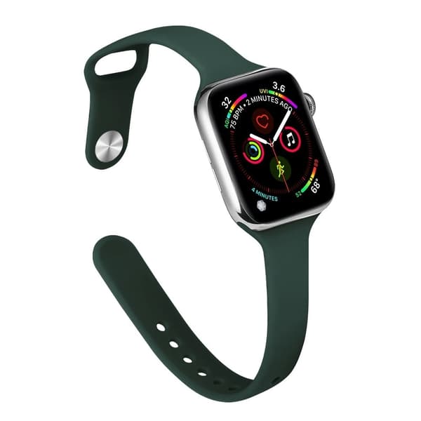 Apple Watch 49mm / 45mm / 44mm / 42mm slanke silikonearmbånd - Mørkegrøn Green