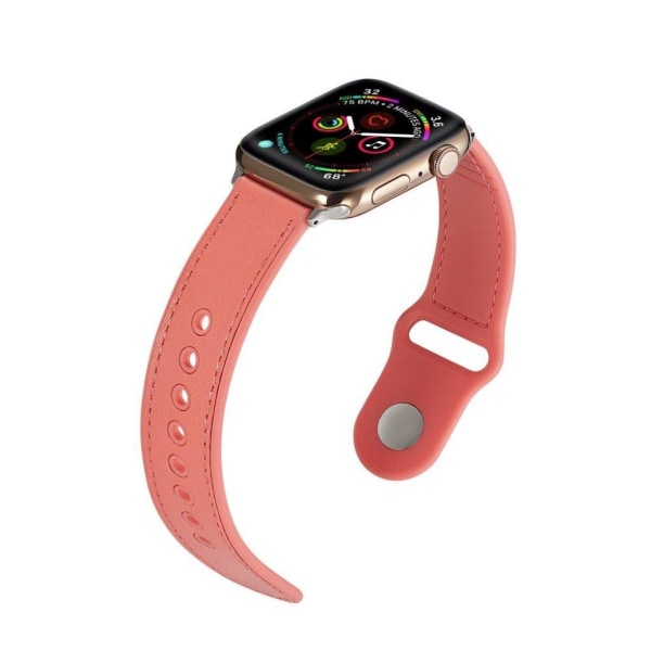 Apple Watch serie 4 44mm ægte læderurrem - pink Pink