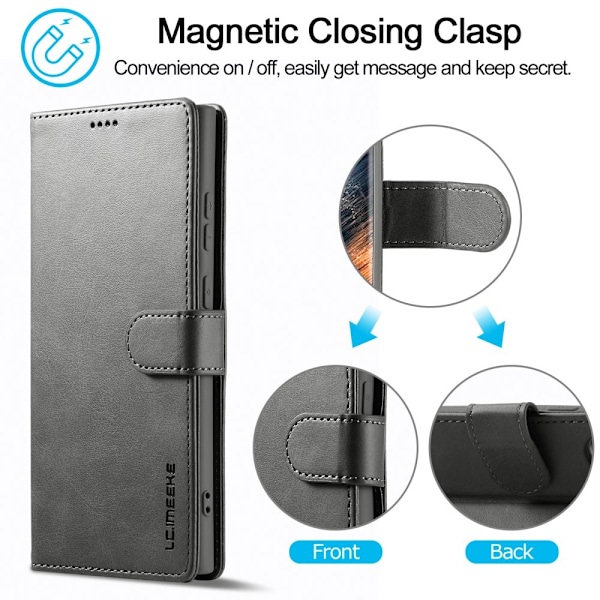 LC.IMEEKE Samsung Galaxy S23 Ultra Flip Etui - Grå Silver grey