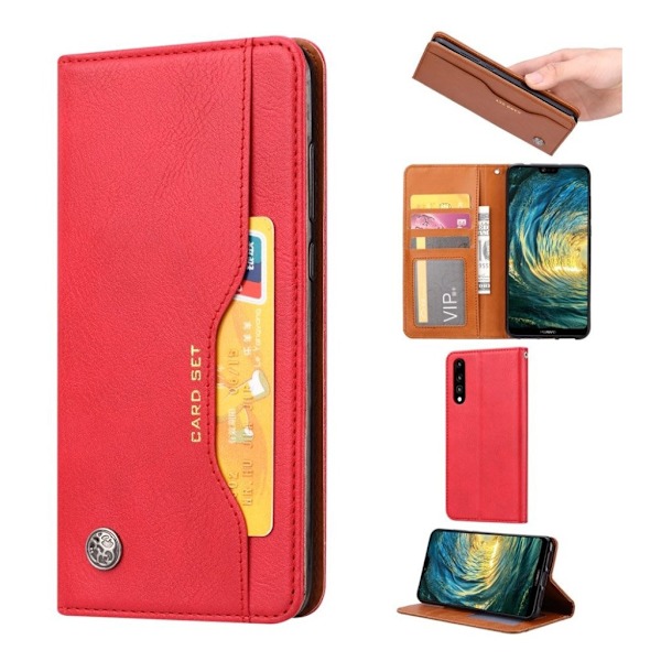 Huawei P20 Pro auto-absorberende PU læder flip etui - Rød Red