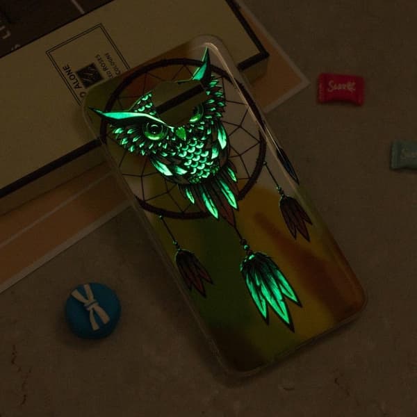 Samsung Galaxy J4 (2018) lysende mønsteretui - Owl and Dream Catcher Multicolor
