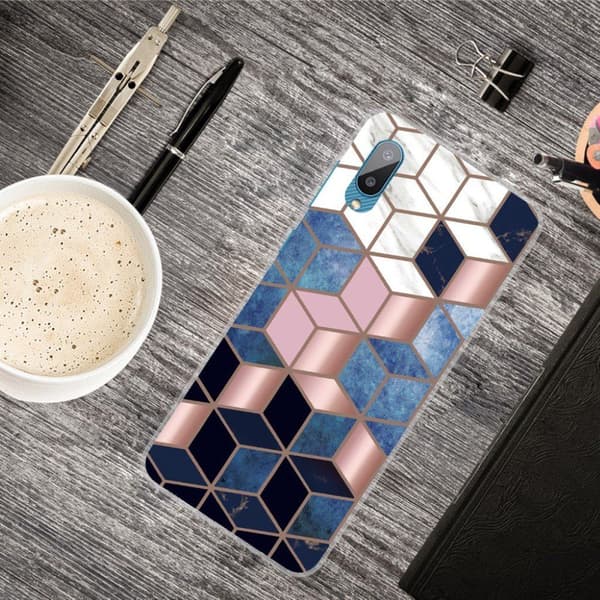 Marble Samsung Galaxy M02 / A02 Etui - Blå / Gold Cube Multicolor