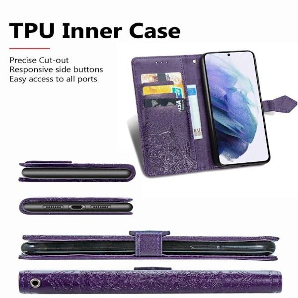 Mandala Samsung Galaxy S21 Plus Flippetui - Lilla Purple