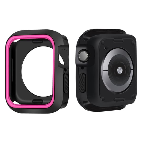 Apple Watch (41mm) kaksivärinen silikonisuojus - Musta / Pinkki Pink