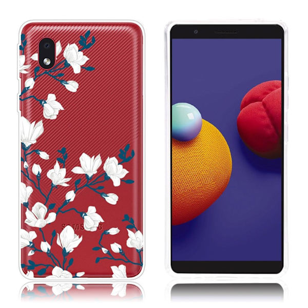Deco Samsung Galaxy A01 Core Etui - Hvite Blomster White