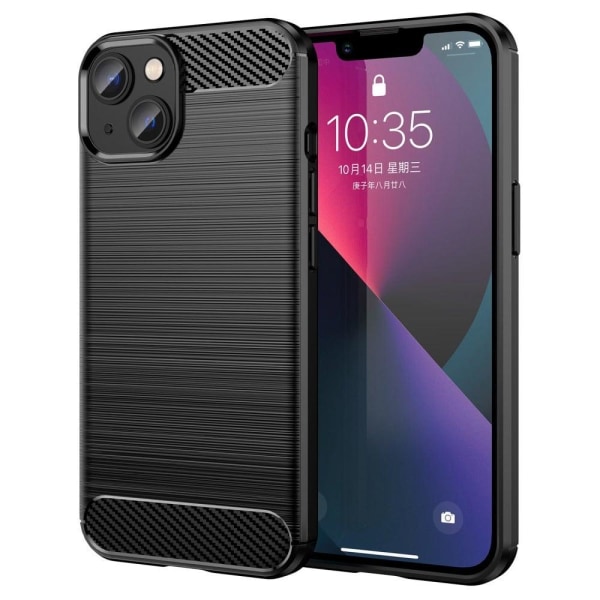 Børstet Slim Case iPhone 14 Plus 6,7 tommer Carbon Fiber Texture Black