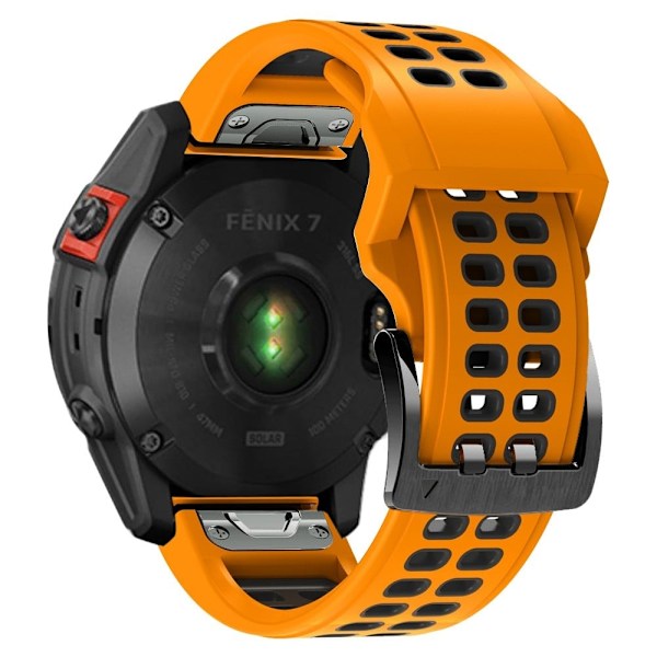 Garmin Fenix 7X tofarvet silikone-urrem - Orange / Sort Orange