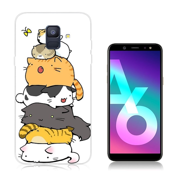 Samsung Galaxy A6 (2018) mobilskal silikon mönster - Kärleksfull katt multifärg