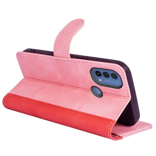 Tvåfärgat Motorola Moto E30 / Motorola Moto E40 / Motorola Moto E20 fodral i läder - Rosa Rosa