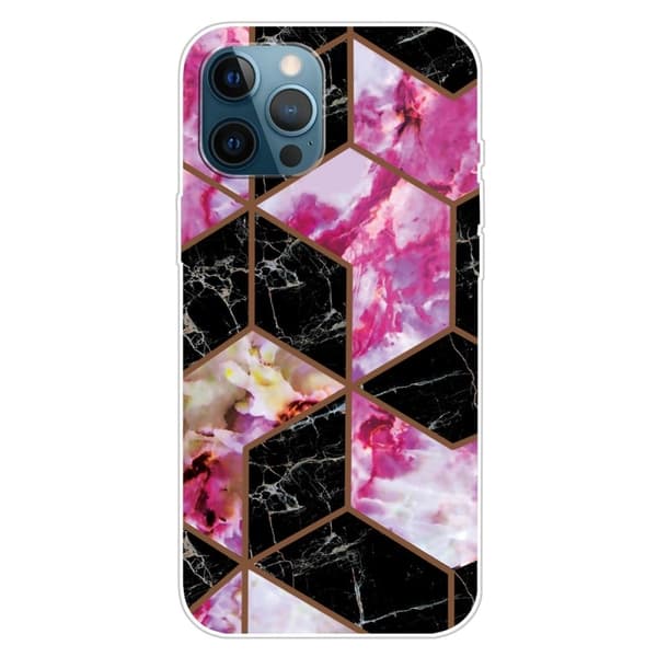 Marble iPhone 15 Pro Etui - Sort og Rose Marmor Black