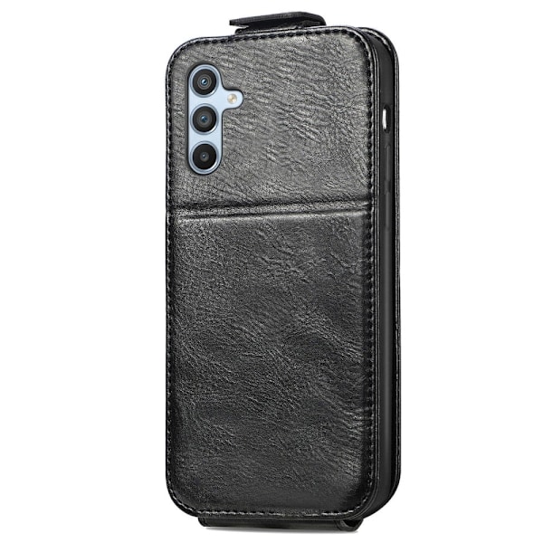 Vertical Flip Phone Etui med Zipper til Samsung Galaxy A54 - Sort Black