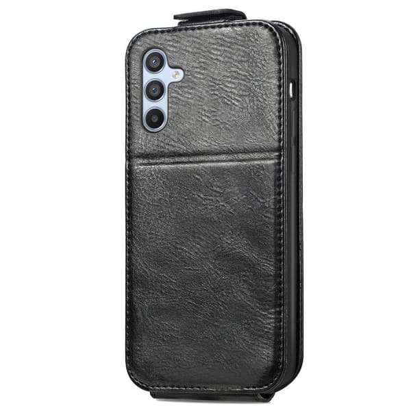 Vertical Flip Phone Etui med Zipper til Samsung Galaxy A54 - Svart Black