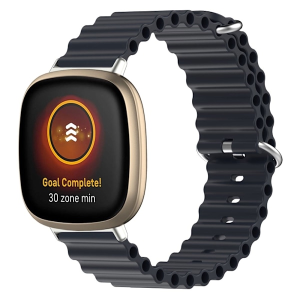 Fitbit Sense 2 / Versa 4 / 3 klockarmband i oceanbandsstil - Midnattssvart Svart