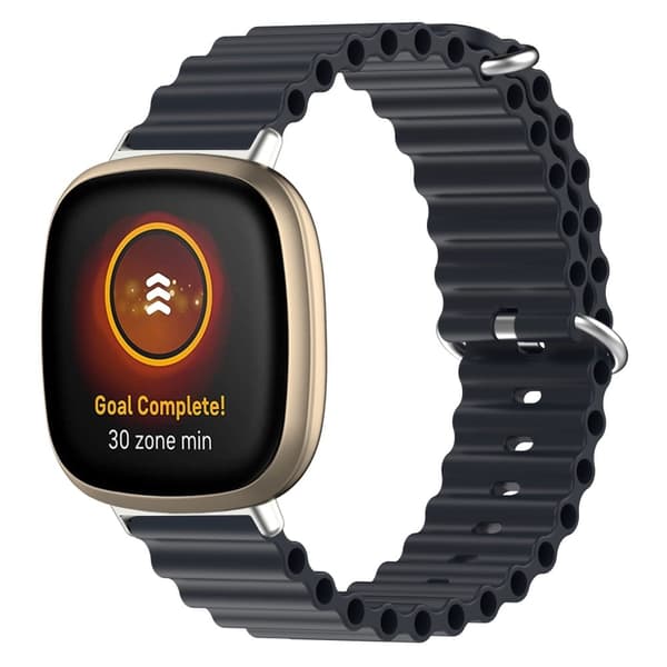 Fitbit Sense 2 / Versa 4 / 3 klokkerem i havbåndstil - Midnattssvart Black