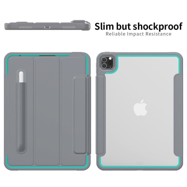 iPad Pro 11 inch (2020) elegant tri-fold case - Grey / Baby Blue Silver grey