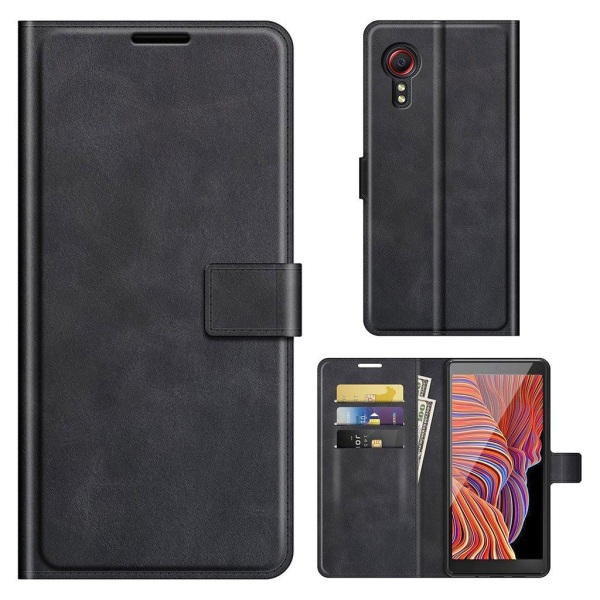 Wallet-style Læder Etui til Samsung Galaxy Xcover 5 - Sort Black