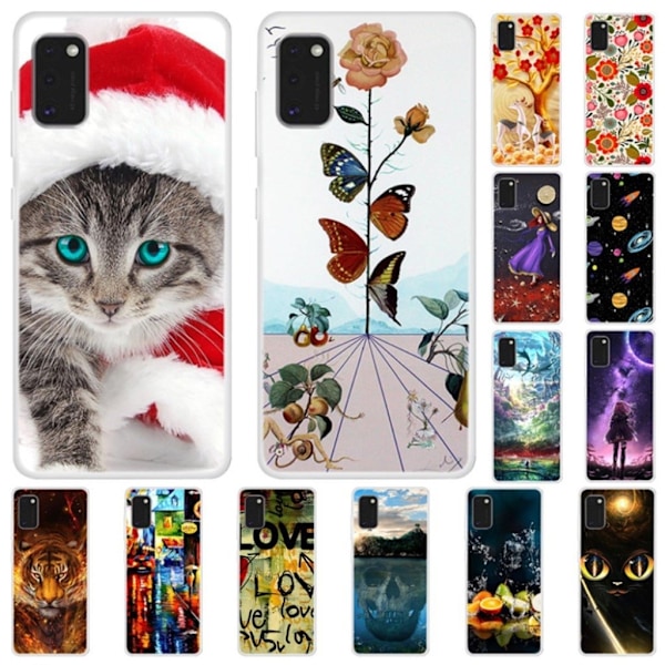 Deco Samsung Galaxy A41 kuoret - Kissa yllään hattu Multicolor