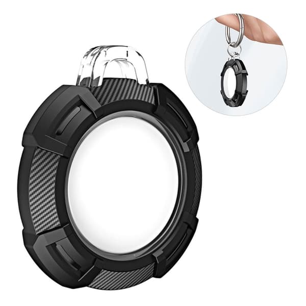 AirTags kulfiber-silikoneovertræk med ringspænde - Sort Black