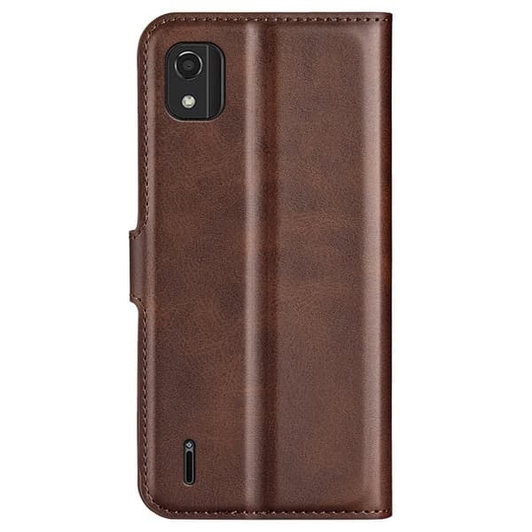 Nokia C2 2nd Edition nahkainen lompakokkotelo - Ruskea Brown