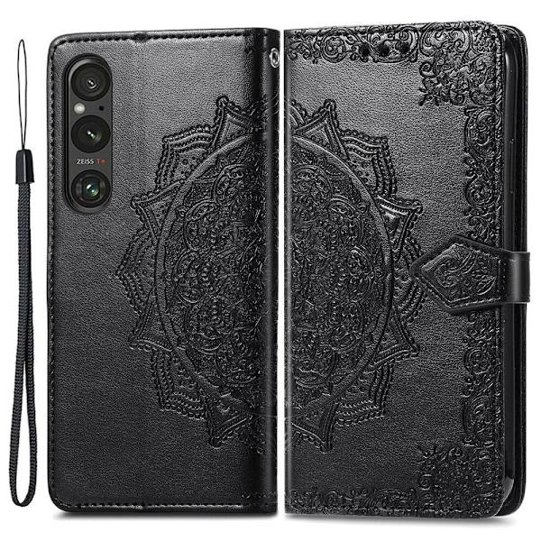 Mandala Sony Xperia 1 V læderetui - Sort Black