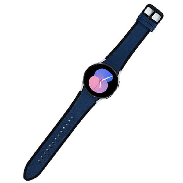 Samsung Galaxy Watch 5 / 4 / 3 nahkainen ja silikoninen ranneke - Litchi Tekstuuri Sininen / Musta Blue