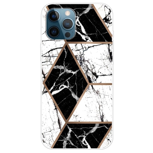 Marble design iPhone 14 Pro cover - Sort Og Hvid Diamant Multicolor