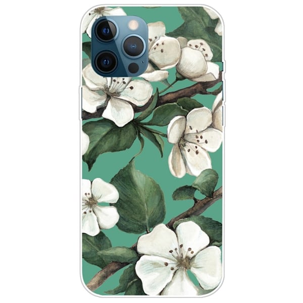 Deco iPhone 14 Pro Max skal - Vita Blommor Grön