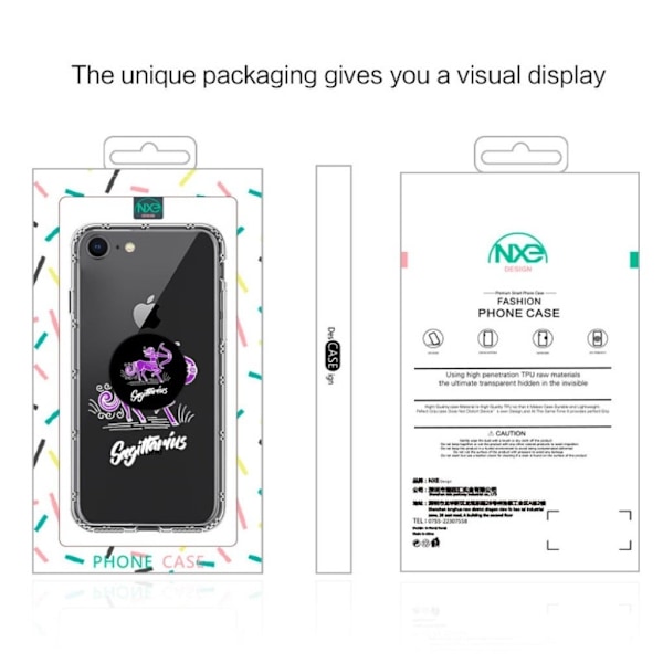NXE iPhone 7 ja 8 horoskooppikuvioinen suojakuori - Jousimies Multicolor