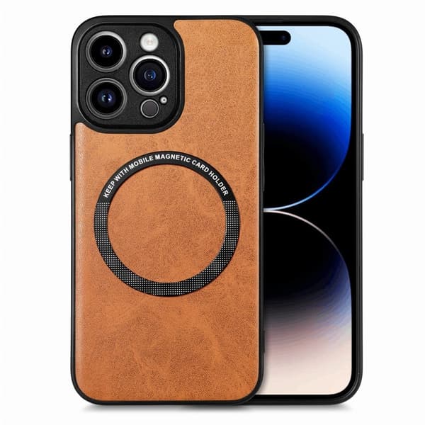 Magnetisk telefonveske i førsteklasses PU-lær for iPhone 15 Pro - Brun Brown