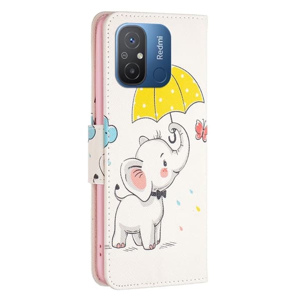 Wonderland Xiaomi Redmi 12C Flip Etui - Paraply og Elefant Pink