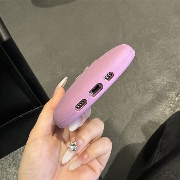 iPhone 16 Pro Max Case Cartoon Smile Eggplant Soft Silicone Phone Cover Pink