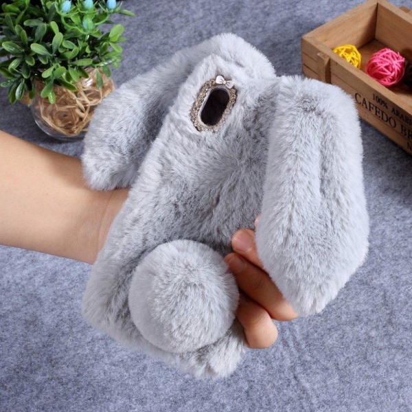 Fluffy Rabbit Samsung Galaxy A10 skal - Silver/Grå Silvergrå