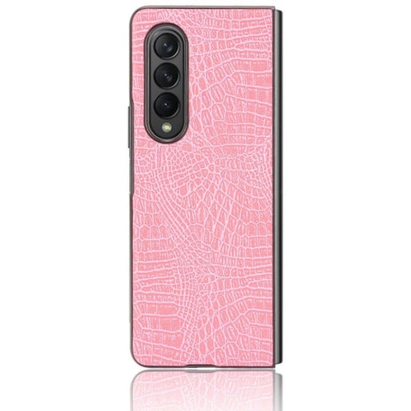 Croco Etui Samsung Galaxy Z Fold3 5G - Lyserød Pink
