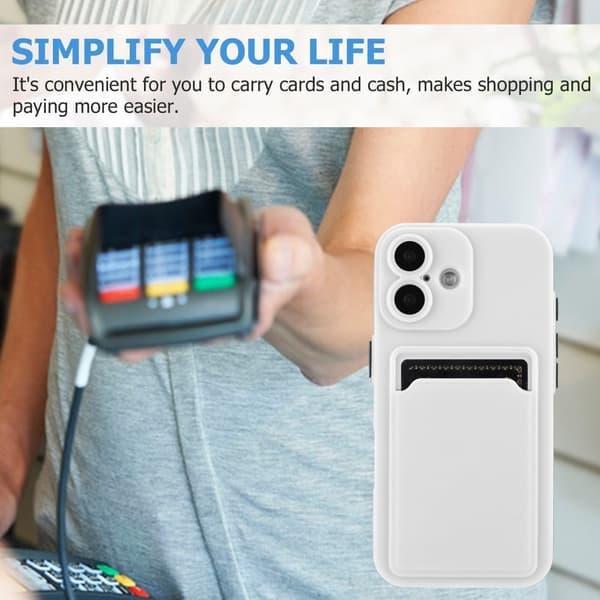 Deksel til kortholder for iPhone 16 Plus - Hvit White