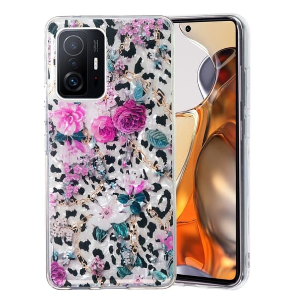 Marble Xiaomi 11T / 11T Pro Etui - Leopard og Blomst Purple