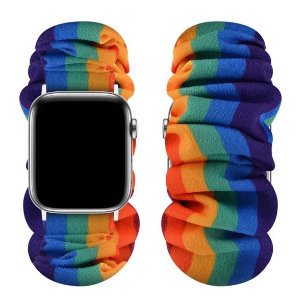 Apple Watch 42mm - 44mm elastisk urrem i hårbåndsstil - Regnbue Multicolor