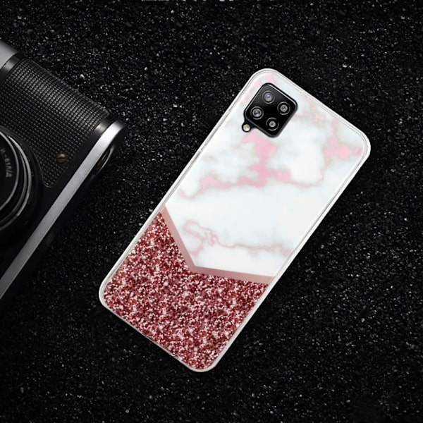 Marble Samsung Galaxy A42 5G Etui - Hvit / Shiny Red Multicolor