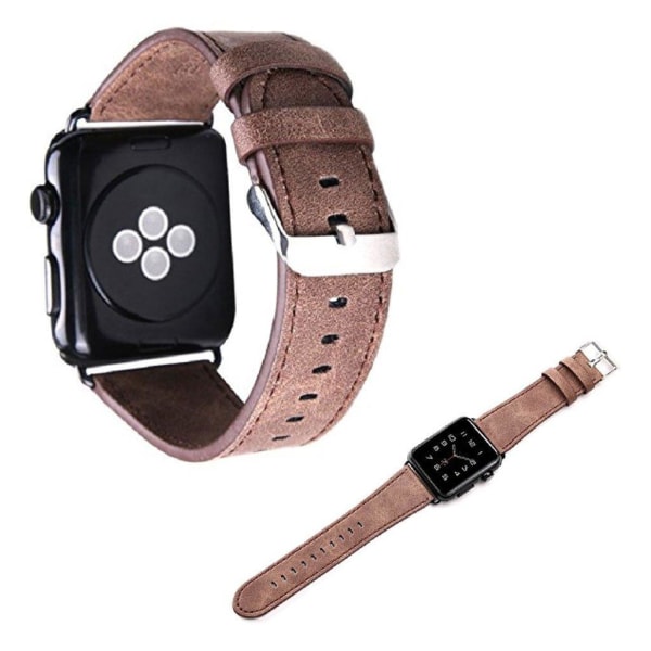 Apple Watch Series 5 40 mm klockarmband i äkta läder - Mörkbrun Brun