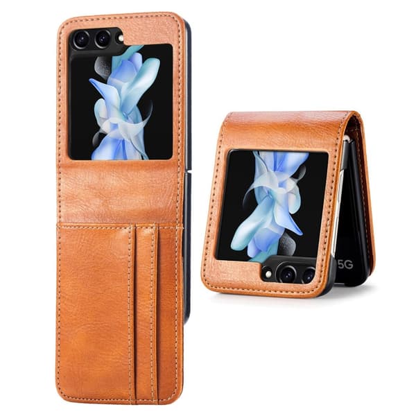 Samsung Galaxy Z Flip5 flipomslag i læder - Brun Brown