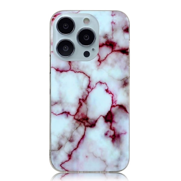 Marble iPhone 14 Pro Etui - Rød Klinkekule Red