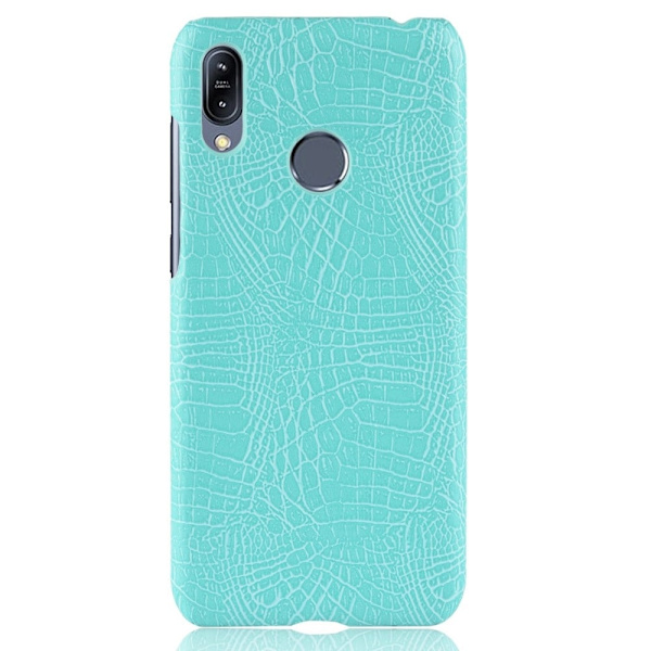 Asus ZenFone Max (M2) trykt mønster læder flip etui - Cyan Blue