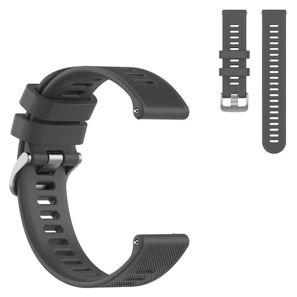 20 mm klockarmband i silikon med twillstruktur till Garmin Forerunner 158/55 - Mörkgrå Silvergrå