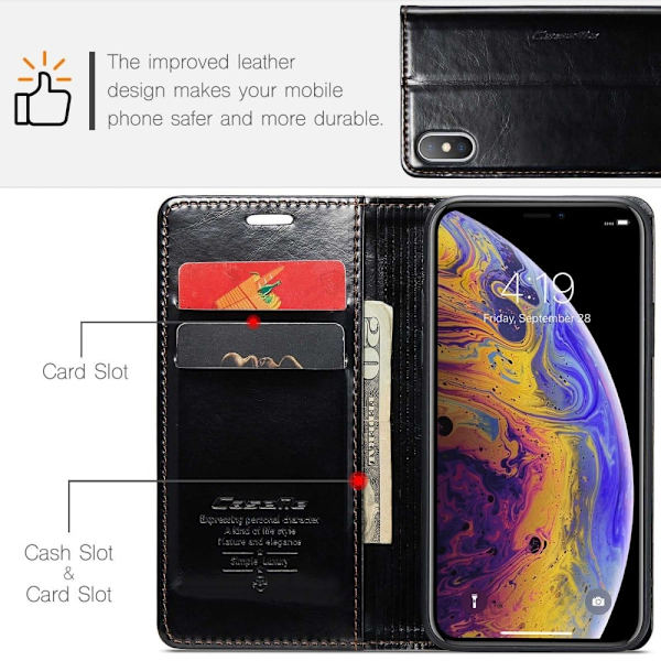 CaseMe iPhone Xs Max Smooth Etui - Svart Black