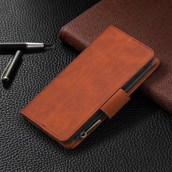 Premium Wallet iPhone Xs etui - Brun Brown