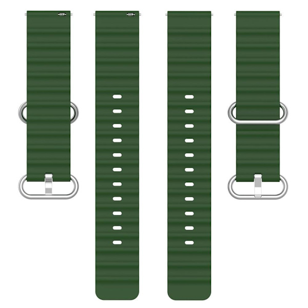 20mm Universal wave design silikone urrem - Militærgrøn Green