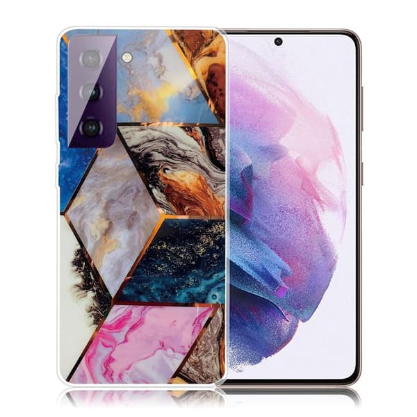 Marmormotiv Samsung Galaxy S21 FE skal - Levande Marmor Diamant multifärg