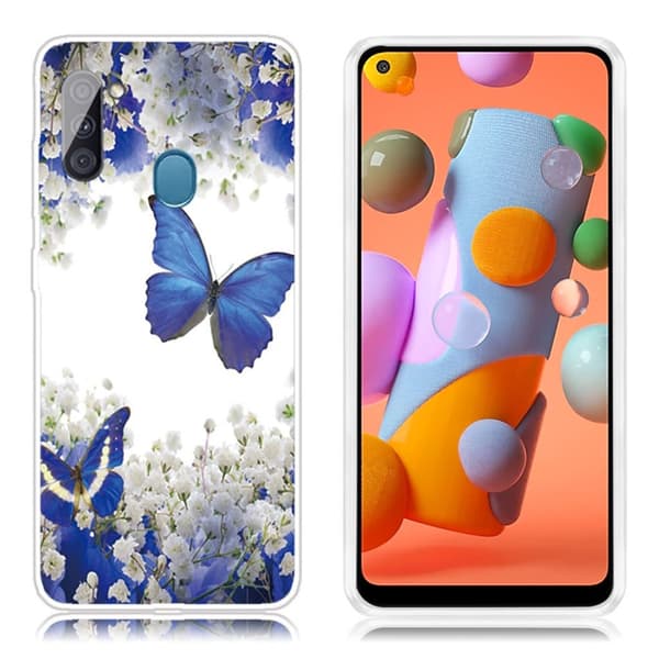 Butterfly läder Samsung Galaxy A11 fodral - Blå Blå