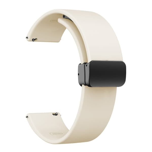 20 mm universellt silikonarmband med vikbart svart spänne - Stjärnljus Vit